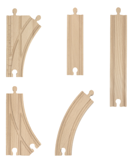 Houten treinset rails uitbreidingsset